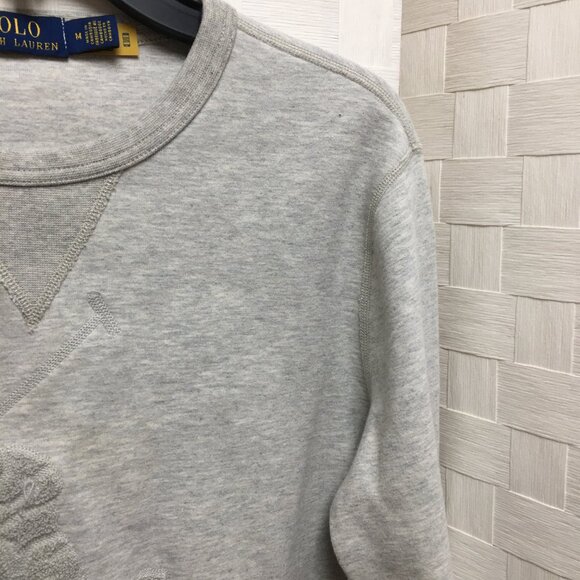 Polo Ralph Lauren Gray Big Pony Crewneck Sweatshirt Medium - Picture 8 of 11